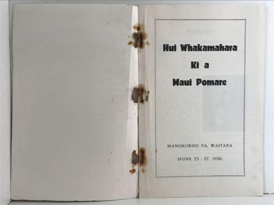 WAITARA 1859-1936: Souvenir of Pomare Memorial Meeting