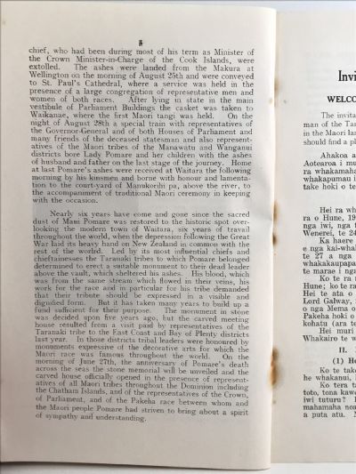 WAITARA 1859-1936: Souvenir of Pomare Memorial Meeting