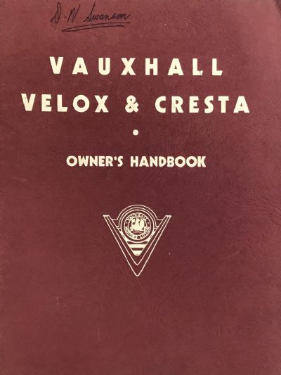 VAUXHALL OWNERS HANDBOOK: Velox and Cresta