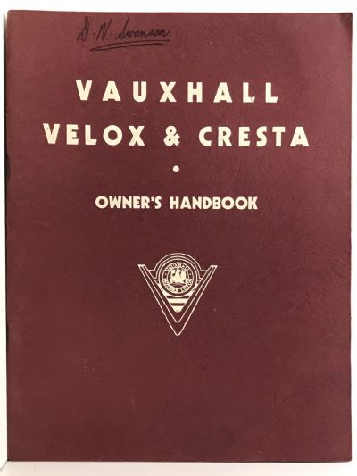 VAUXHALL OWNERS HANDBOOK: Velox and Cresta