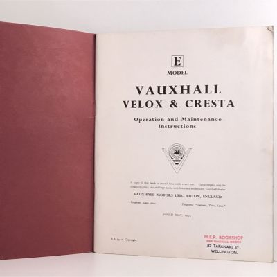 VAUXHALL OWNERS HANDBOOK: Velox and Cresta