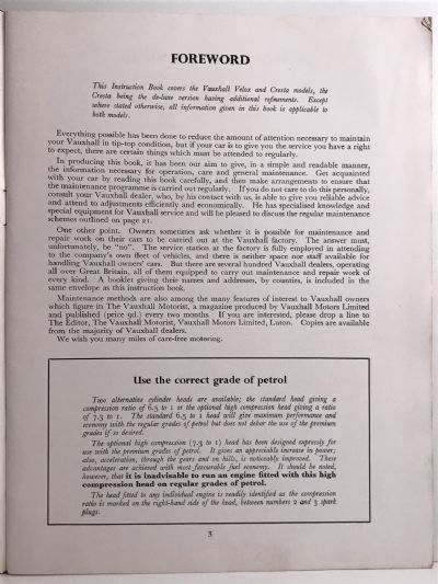 VAUXHALL OWNERS HANDBOOK: Velox and Cresta