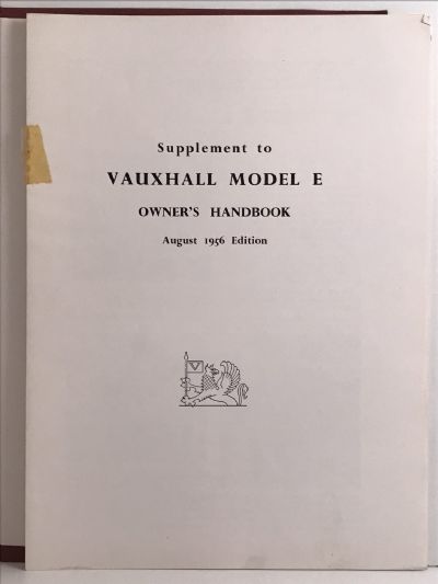 VAUXHALL OWNERS HANDBOOK: Velox and Cresta