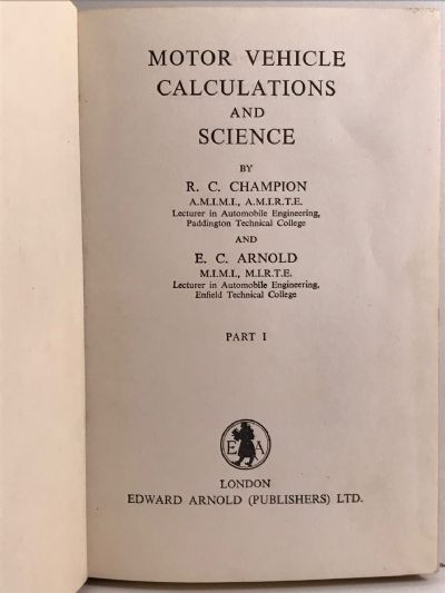 MOTOR VEHICLE CALCULATIONS AND SCIENCE
