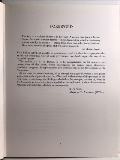 FRONTIER TOWN: A History of Te Awamutu 1884 - 1984
