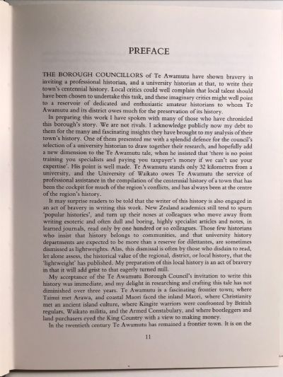 FRONTIER TOWN: A History of Te Awamutu 1884 - 1984