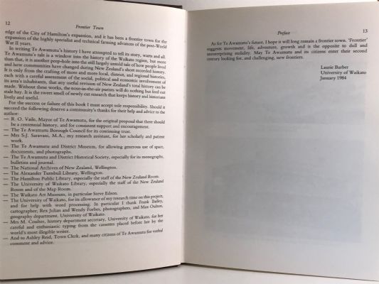 FRONTIER TOWN: A History of Te Awamutu 1884 - 1984
