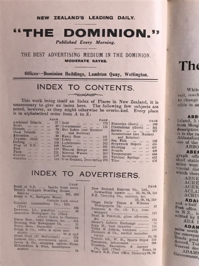  THE NEW ZEALAND INDEX 1912  - Everyplace in New Zealand