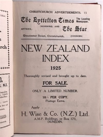 THE NEW ZEALAND INDEX 1925  - Everyplace in New Zealand