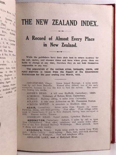 THE NEW ZEALAND INDEX 1925  - Everyplace in New Zealand