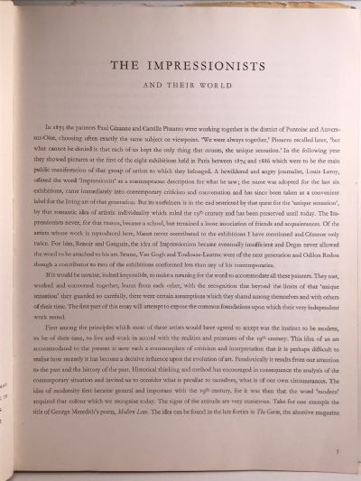 THE IMPRESSIONISTS AND THEIR WORLD introduction