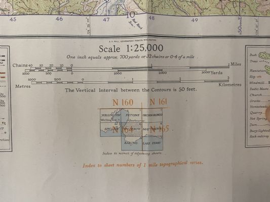 VINTAGE TOPOGRAPHICAL MAP: Pencarrow / Sheet N164/6, 1945