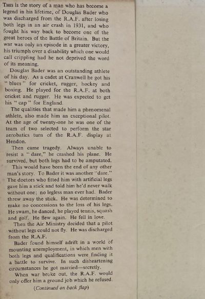 REACH FOR THE SKY: Douglas Bader His Life Story