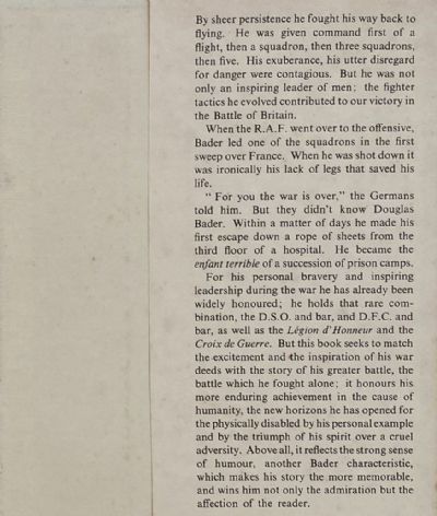 REACH FOR THE SKY: Douglas Bader His Life Story