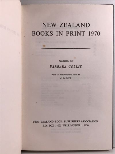 NEW ZEALAND BOOKS IN PRINT 1970