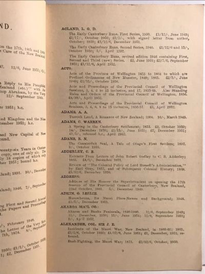 GUIDE TO BOOK VALUES: New Zealand and the Pacific 1949-1952