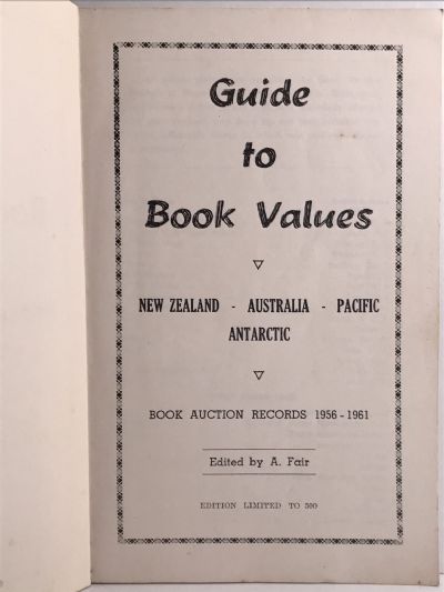 GUIDE TO BOOK VALUES 1956-1961: New Zealand, Australia, Pacific