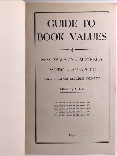GUIDE TO BOOK VALUES 1962-1967: New Zealand, Australia, Pacific