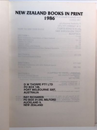 NEW ZEALAND BOOKS IN PRINT: 1986 14th edition