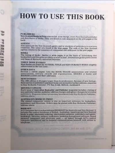 NEW ZEALAND BOOKS IN PRINT: 1986 14th edition