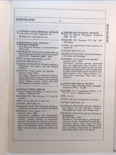 ARCHIVES NEW ZEALAND: A Directory of Archives and Manuscript Repositories