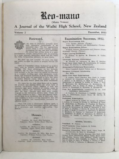 REO-MANO: Waihi High School 1933 - Vol. 2.