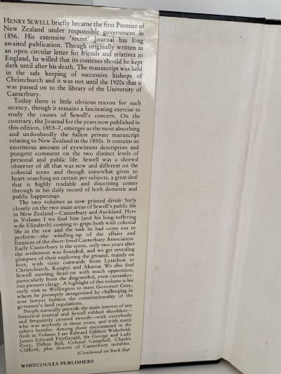 THE JOURNAL OF HENRY SEWELL 1853 - 7 Volume I