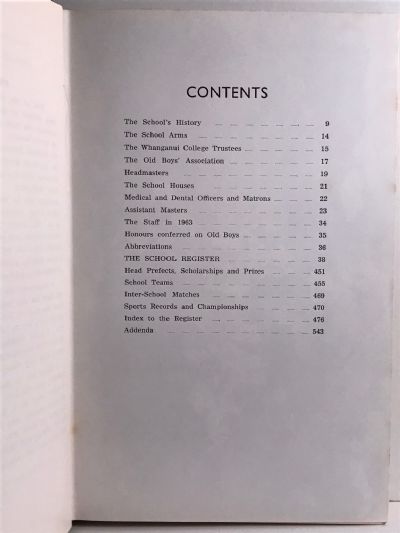 WANGANUI COLLEGIATE School Register 1854 - 1963 4th edition