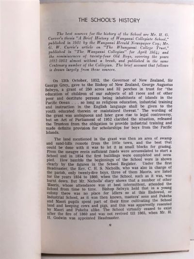 WANGANUI COLLEGIATE School Register 1854 - 1963 4th edition