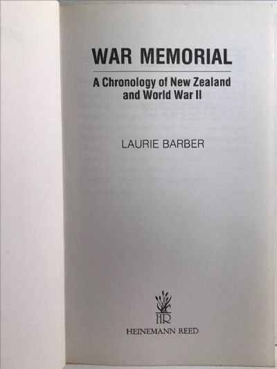 WAR MEMORIAL: A Chronology of New Zealand and World War II