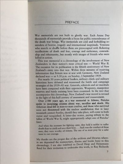 WAR MEMORIAL: A Chronology of New Zealand and World War II