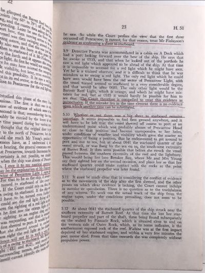 T.E.V. WAHINE (O.N. 317814): Report of Court and Annex Thereto