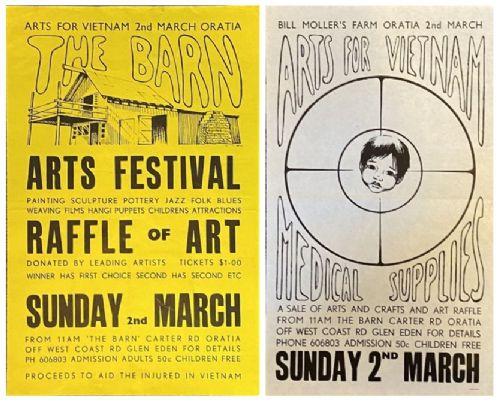 VINTAGE POSTERS: The Barn Arts Festival Raffle of Art - Vietnam War 1960s 