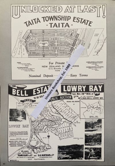 VINTAGE POSTER: Taita and Lowry Bay Subdivisions / Sections, Wellington 1930s