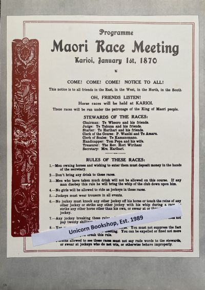 VINTAGE POSTER: Maori Race Meeting 1870