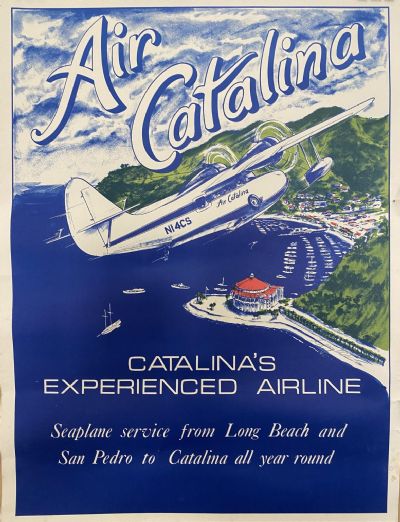 VINTAGE POSTER: Air Catalina Seaplane service 1973