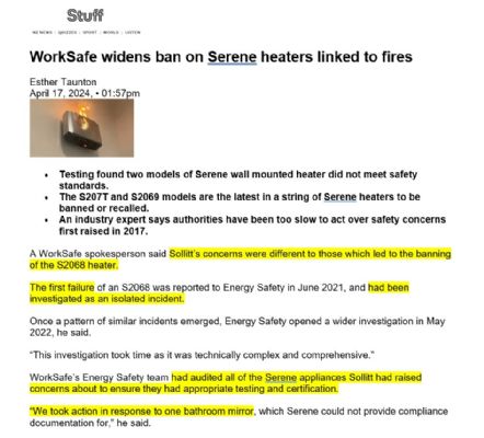HOT AIR: Serene fan heaters and the largest appliance recall in New Zealand history 
