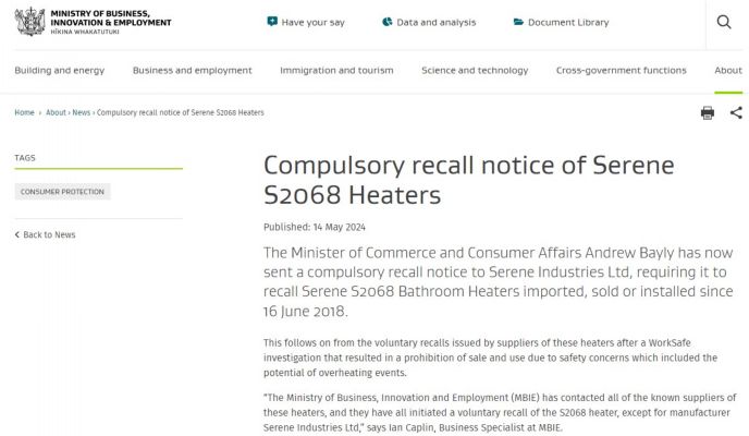 HOT AIR: Serene fan heaters and the largest appliance recall in New Zealand history 
