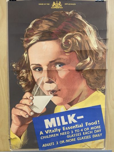 VINTAGE POSTER: New Zealand Department of Health / Milk - A Vitally Essential Food