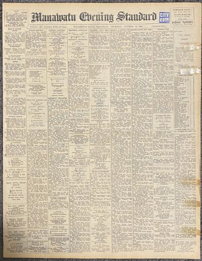 OLD NEWSPAPER: Manawatu Evening Standard - 18th October 1962