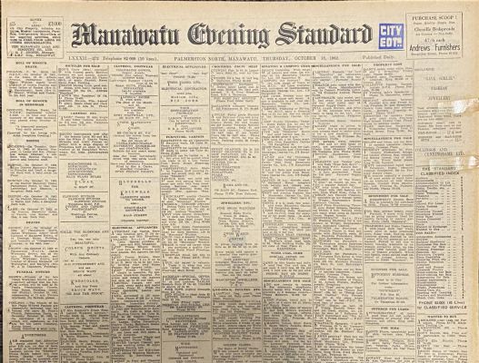 OLD NEWSPAPER: Manawatu Evening Standard - 18th October 1962