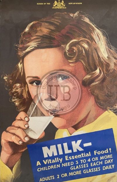 VINTAGE POSTER: New Zealand Department of Health / Milk - A Vitally Essential Food