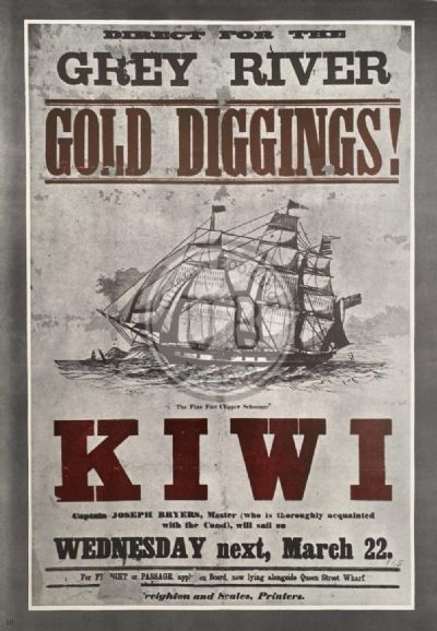 VINTAGE POSTER: Grey River Gold Diggings 1865 