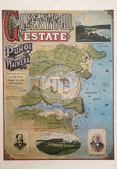 VINTAGE POSTER: Greenwood Estate - Puhoi & Waiwera Land Sale 1885
