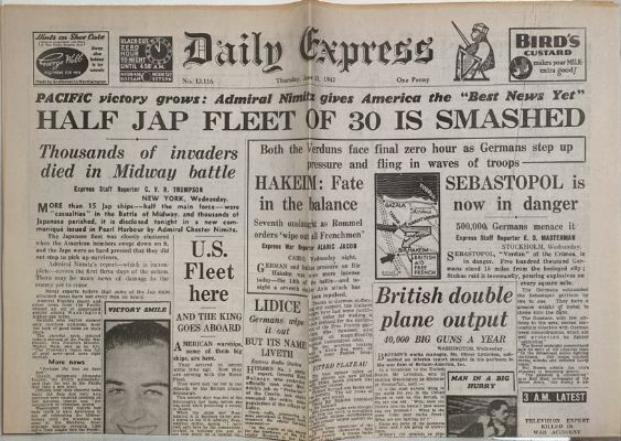 OLD WARTIME NEWSPAPER: Daily Express, Thursday 11th June 1942