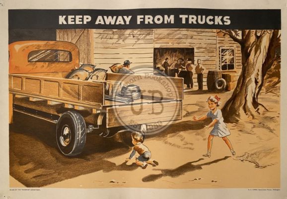 VINTAGE POSTER: Children's Road Safety / Keep Away From Trucks 