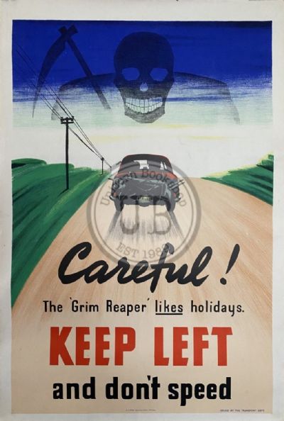 VINTAGE POSTER: New Zealand Transport Department / Holiday Traffic Safety 