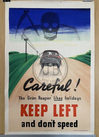 VINTAGE POSTER: New Zealand Transport Department / Holiday Traffic Safety