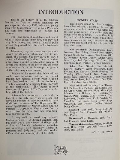 EXPANDING WITH TARANAKI: The First Fifty Years of L.H. Johnson Motors 1919-1969