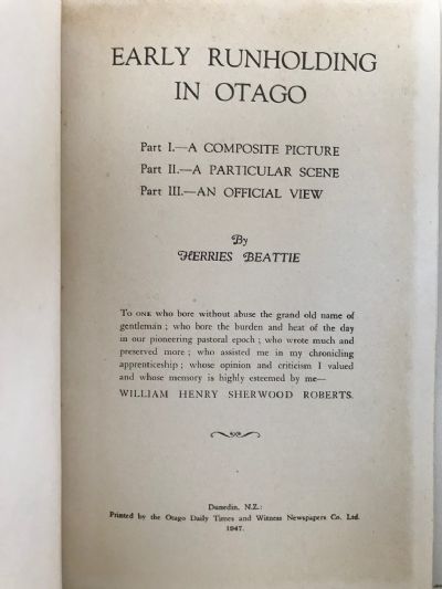EARLY RUNHOLDING IN OTAGO